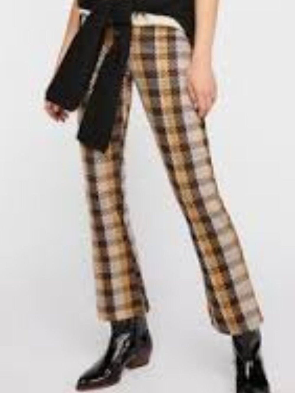 Free People Knit Plaid Crop Pants